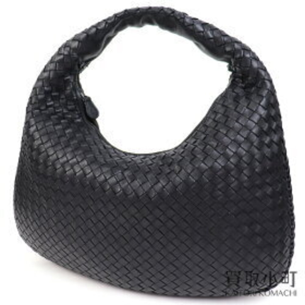 Bottega Veneta Nero Black Intrecciato Nappa Hobo One Shoulder Bag Black Leather